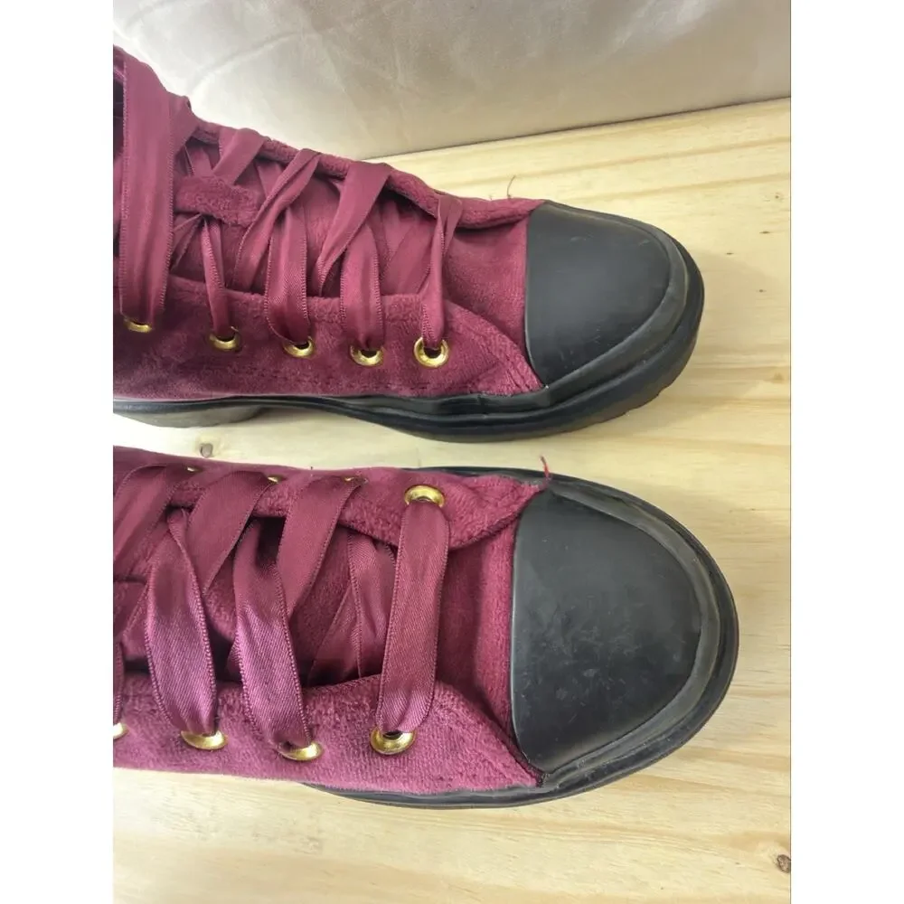 Converse Chuck Taylor Lugged High Top Platform Velvet Berry Big Kids Size 3.5